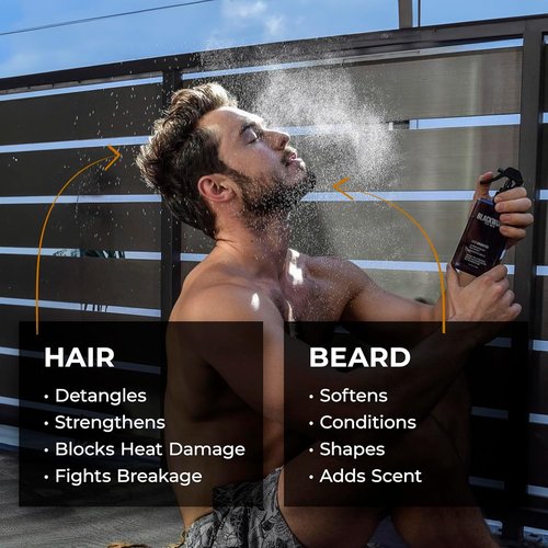 Blackwood For Men Hair & Beard Hydrator Spray - Natural Leave-In Conditioner for Moisturizing & Detangling - Ideal for Beard Growth - Vegan Grooming Essential (4 oz)