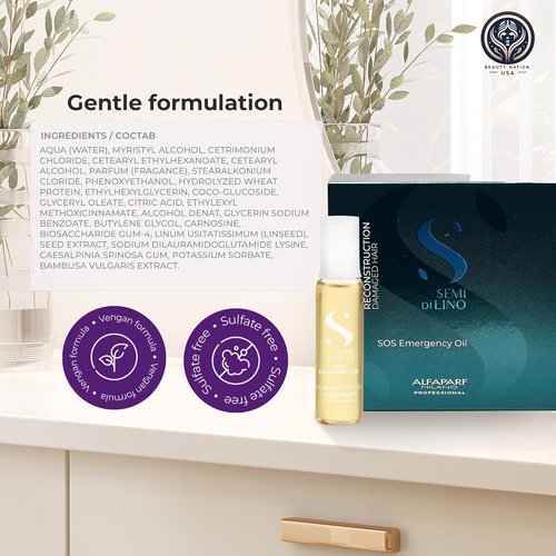 Alfaparf SOS Reconstruction Oil - Reparative Treatment for Damaged Hair | 6 Vials Bundle with Conditioning Cap
