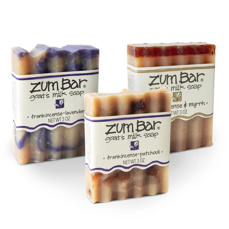 Zum Indigo Wild Goat's Milk Soap Bar - Nourishing Essential Oil Soap for Hands & Body - 3 oz - Frankincense Blend (3 Pack)