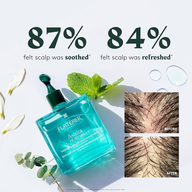 Rene Furterer AsterA Soothing Concentrate | Pre-Shampoo Scalp Treatment - Mint & Eucalyptus - 1.6 Oz