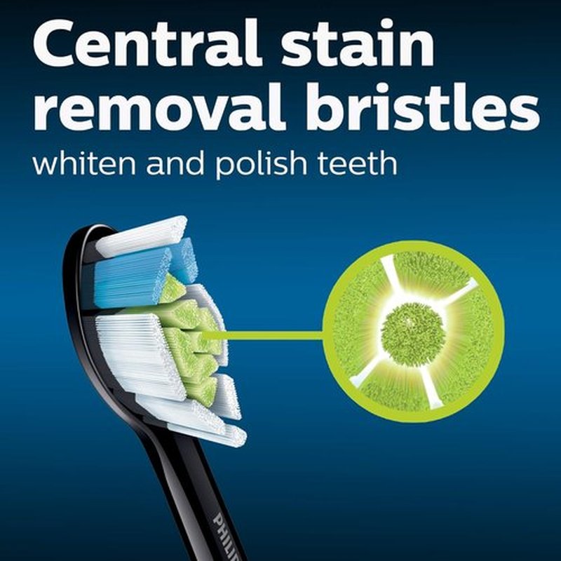 Philips Sonicare W DiamondClean - Replacement Electric Toothbrush Heads, Black, 2 Pack, HX6062/95