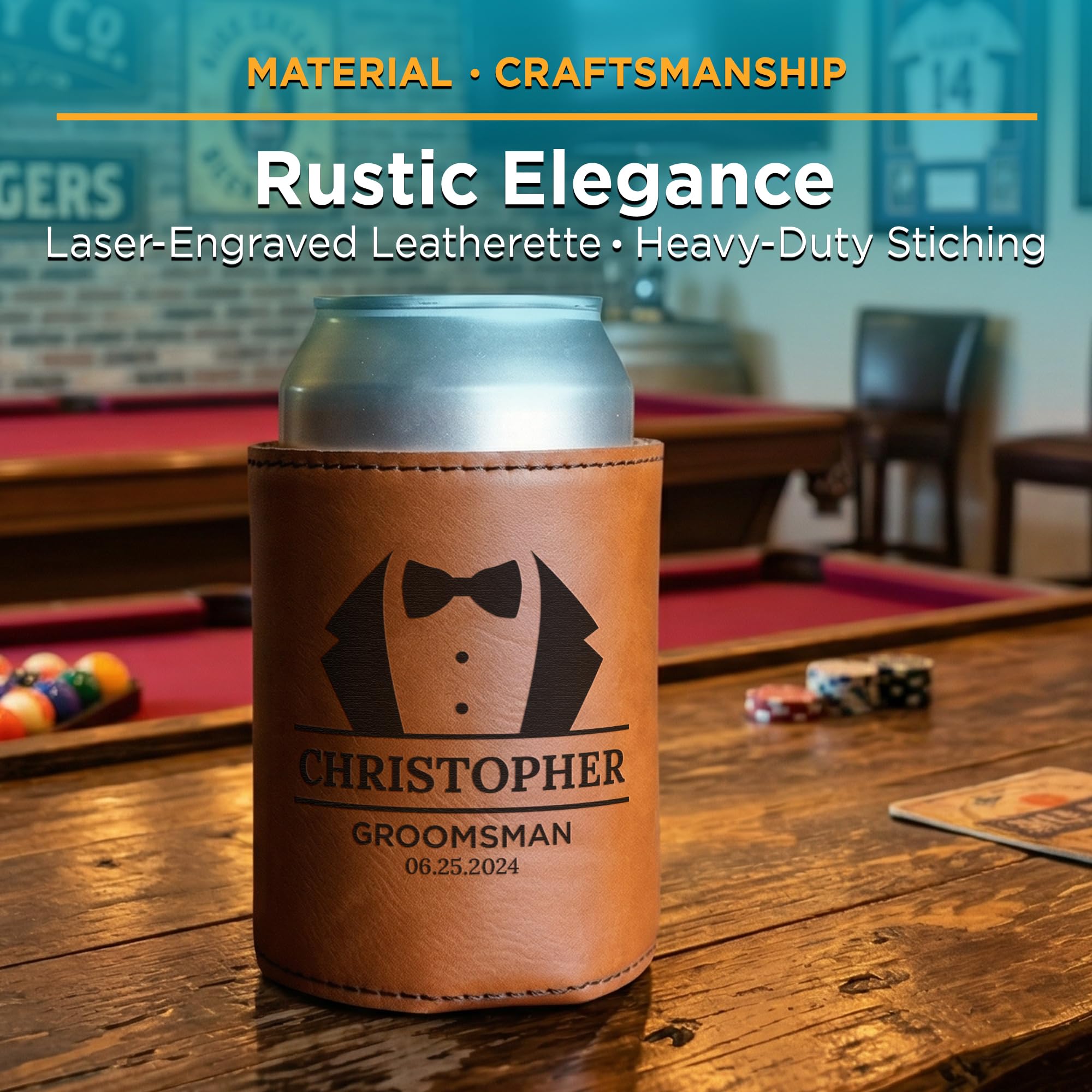 Personalized Groomsmen Gift Can Cooler - Custom Groomsman Gifts - Personalized Wedding Can Cooler - Can Sleeve Gifts - Beer Can Holder Wedding Favors