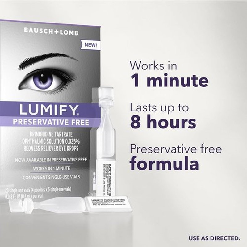 LUMIFY Eye Drops - Preservative-Free Redness Reliever for Sensitive Eyes | 20 Single-Use Vials