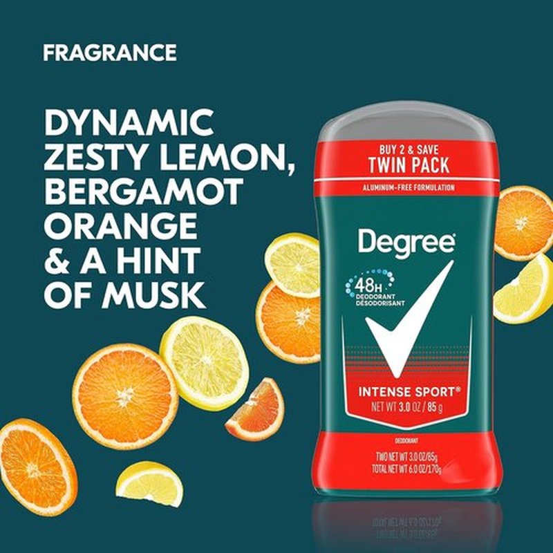 Degree Men Original Protection Deodorant - Intense Sport 48-Hour Odor Defense | 3 oz (2 Count)