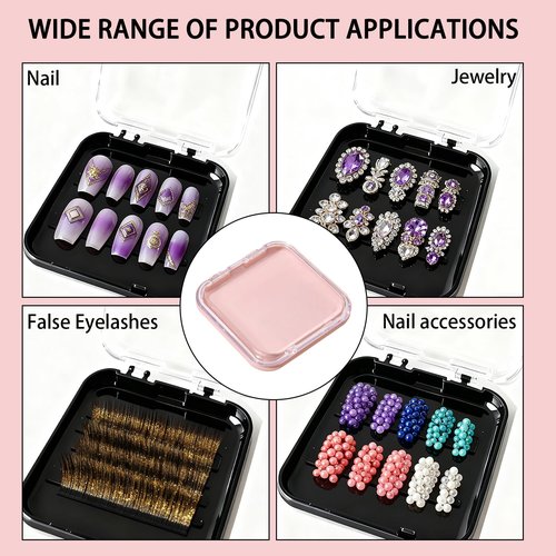 Aiuulu 24Pcs Press on Nail Box Packaging, Nail Container for Press Ons Storage with 60Pcs Adhesive Double Sided Tape