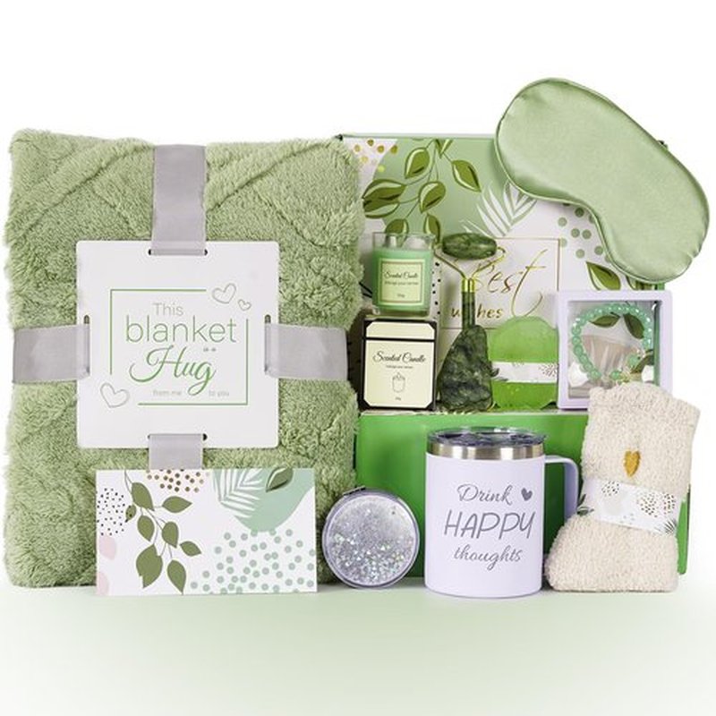 Birthday Gifts Basket for Women, 11 PCS Care Package with Luxury Blanket and Tumbler, Relaxing Spa Self Care Gifts Basket for After Surgery, Get Well Gifts for Women, Thinking of You Gifts for Her