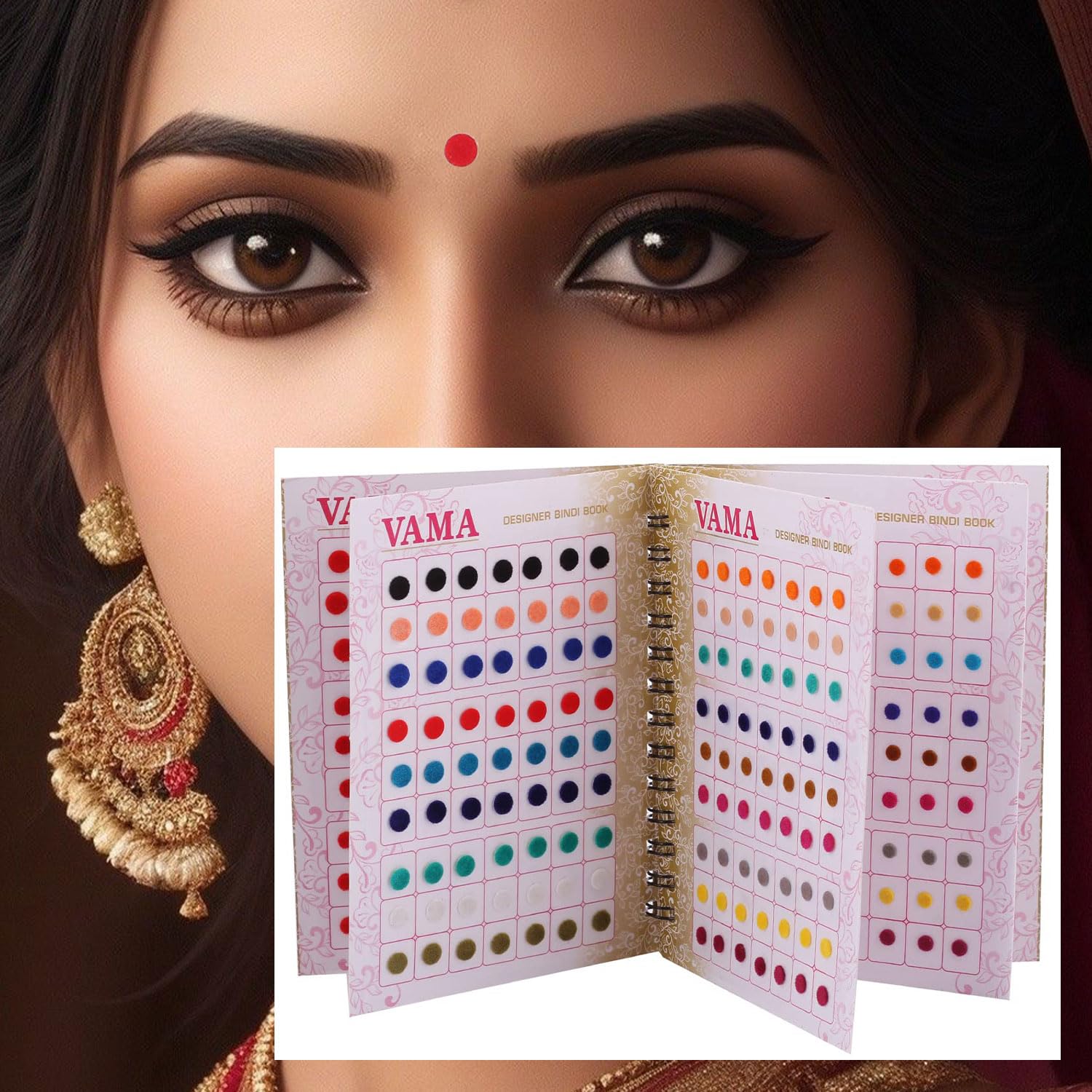 VAMA Plain Round Small Bind Book Forehead Sticker Indian Booklet for Women (Mini Bindis Booklet - 504 Bindis) Small (4Mm to 6Mm) Multicolor