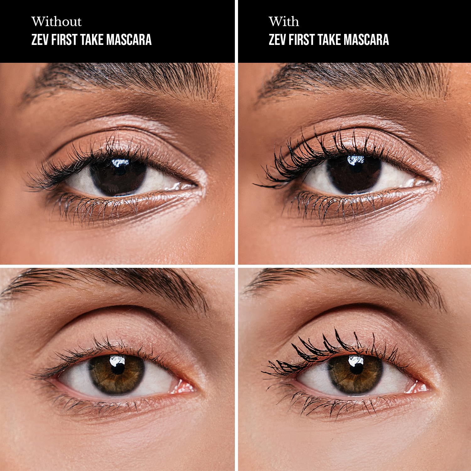 Zev First Take Mascara - Volumizing & Lengthening Formula for False Lash Effect | Buildable, Cruelty-Free, Black