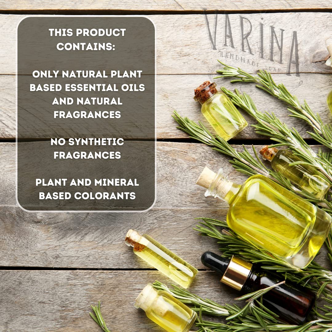 Varina Natural Sandalwood Vanilla Bar Soap - Gentle Cleansing for Sensitive Skin, Floral - 3 Pack