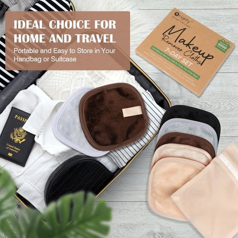 Orighty Makeup Remover Cloths - Premium Reusable Pads for Effortless Makeup Removal | 7-Day Set in Neutrals