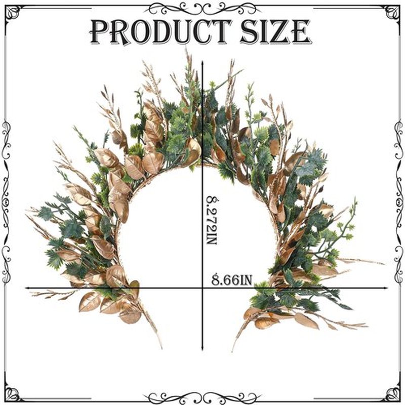 MOSTORY Handmade Woodland Halo Crown - Forest Headband Flower Hairband Goddess Floral Crown for Women s Cosplay Party Renaissance Carnival Wedding Photo Shoot Gold Green