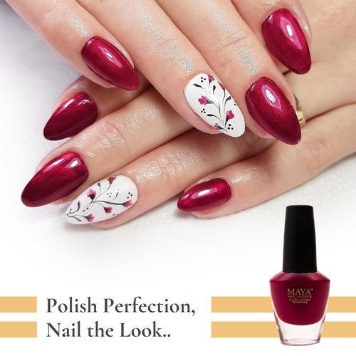 MAYA Red Gel Nail Polish - Quick Dry, Non-Toxic, Breathable & Cruelty Free Nail Art DIY Manicure, Certified Halal Nail Kit - 0.4 fl oz Soak Off Organic Nail Lacquer, Made in USA - Ruman