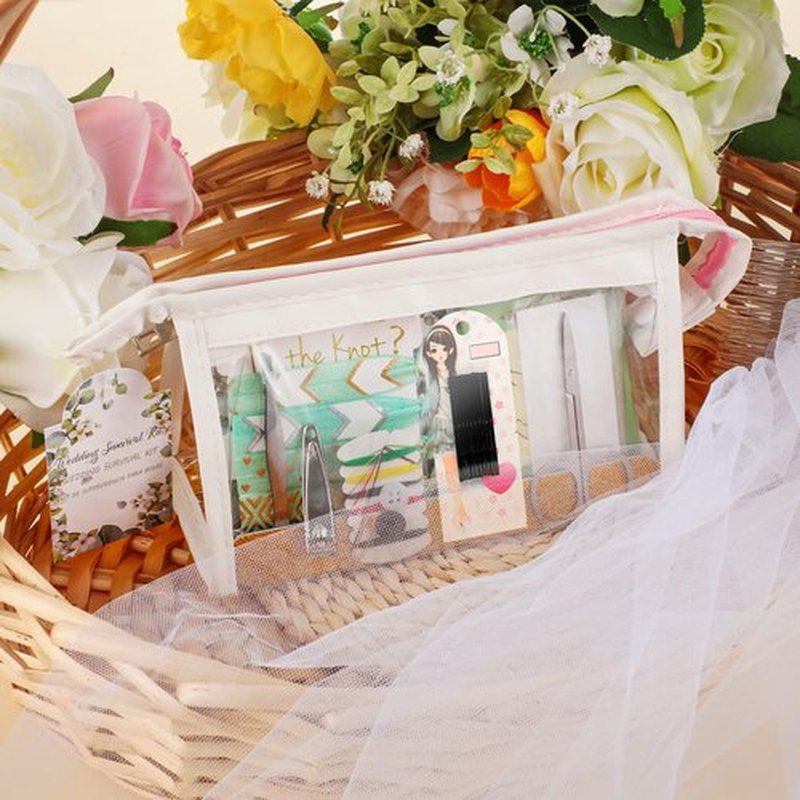 132 Pieces Wedding Survival Kit Bridal Mini Emergency Kit Bridal Party Proposal Gifts for Women with Makeup Bags Floral Wedding Bride Emergency Supplies(Leaves Style)