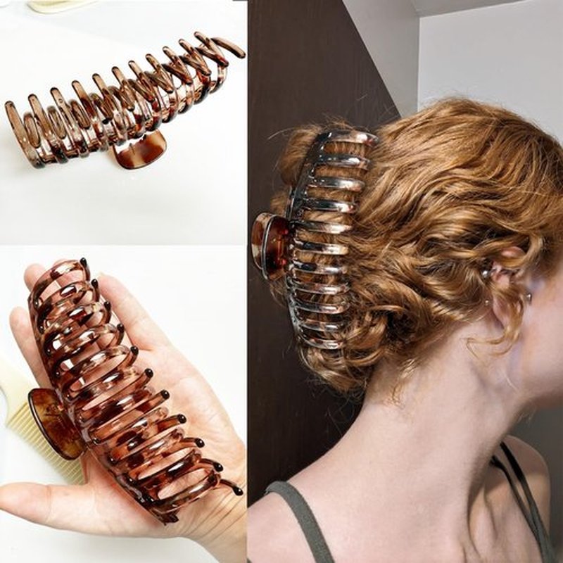 Accglory 5.5 Inches Extra Large Hair Clips for Long Thick Hair Women’s Jumbo Hair Claw Clips 2 Counts in Set Hair Accessories (light leopard and coffee leopard)