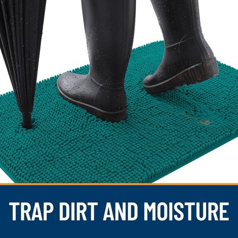 OLANLY Dog Door Mat - Absorbent Non-Slip Mud Mat for Indoor Use | Quick Dry Chenille, 59x35, Lake Blue