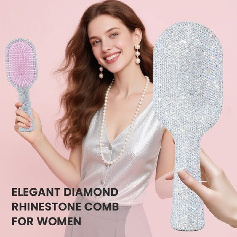 MInovel Luxury Rhinestone Hair Brush for Women - Bling Detangling Comb with Anti-Static, Perfect for Wet or Dry, Straight & Wavy, Curly Hair, Great Gift for Holidays and Special Events
