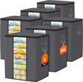 SpaceTrove Storage Bags - 80L Large Capacity Comforter Organizers with Visual Window | 6-Pack in Grey