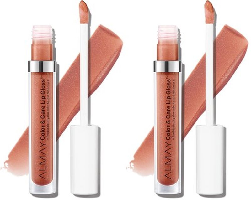 Almay Color & Care Hydrating Lip Gloss, Soft Natural Hues, Prebiotic Complex, Hyaluronic Filling-Sphere Technology, 300 Glitters Gold, 0.1 Fl Oz (Pack of 2)