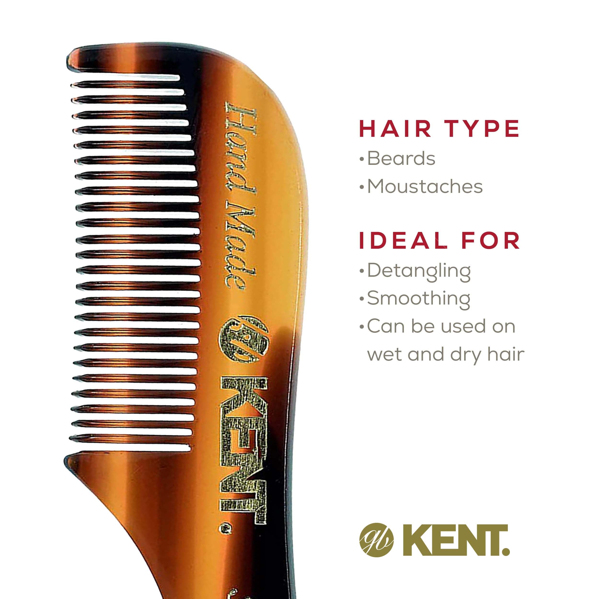 Kent A 81T X-Small Men's Beard Mustache Mini Pocket Comb, Fine Toothed Pocket for Facial Hair Grooming and Styling. Hand-Made of Quality Cellulose Acetate, Saw-cut Hand Polished. Made in England