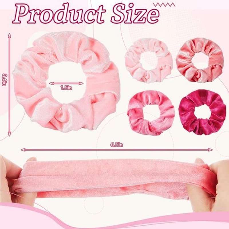 Juexica 50 Pcs Pink Velvet Scrunchies Bulk Valentine's Day Gift Soft Hair Scrunchy Cute Hair Ties Scrunchies Solid Color Elastic Bands for Women Girl Galentine's Day Party Favors (Multi-pink)