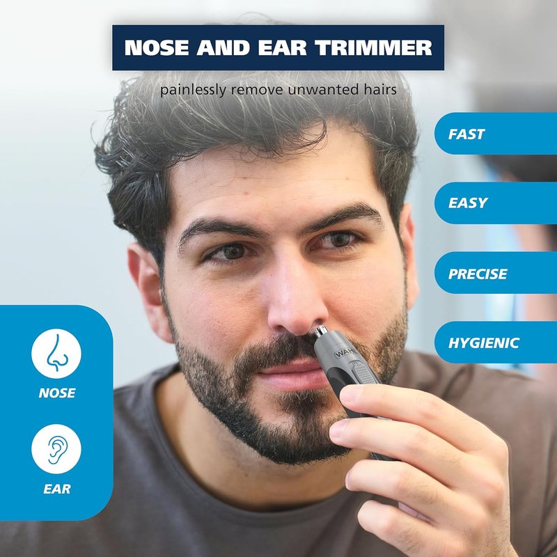 Wahl Precision Ear and Nose Hair Trimmer - Battery Operated, Hygienic & Rinseable Blade, Travel-Friendly