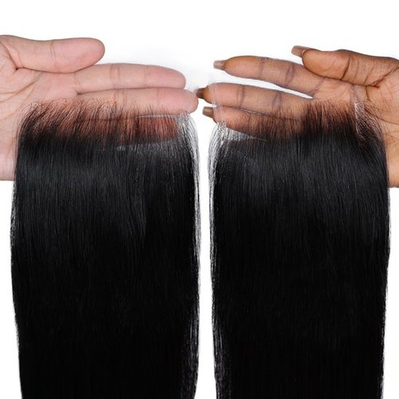 5x5 HD Lace Closure 16 Inch, SKINLIKE 0.095mm Ultra-thin Invisible Real Swiss Lace Closure Only,Straight RAW Virgin Human Hair Single Knot Pre-Plucked with Baby Hair