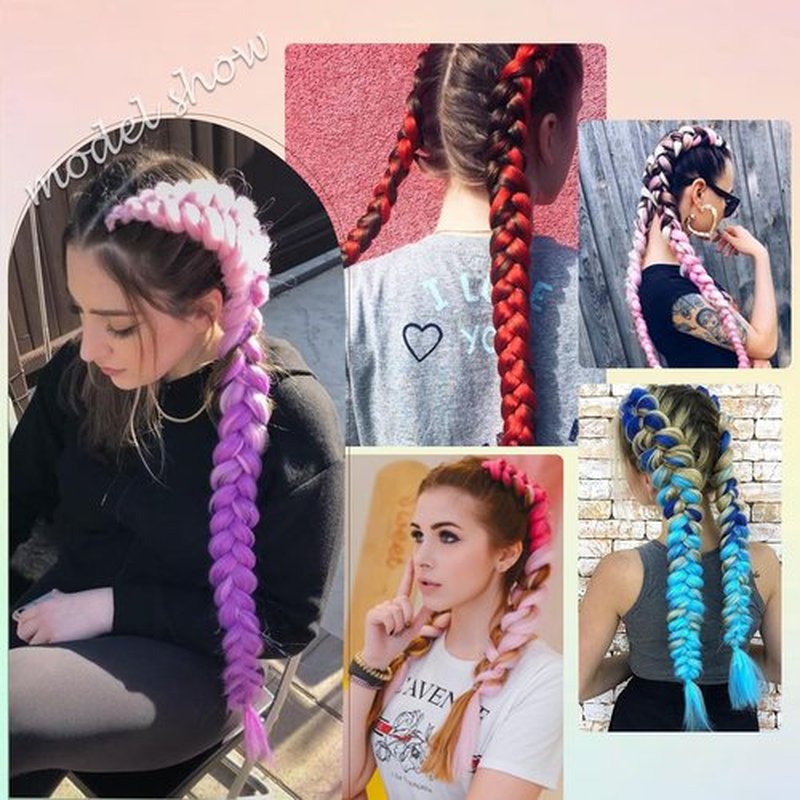 Braid Ponytail Hair Extensions with Elastic Tie,2 Pcs Straight Braid Hair Extension Rave Hair Natural Soft Hairpieces Synthetic Ponytail Extension 26 Inch(A35)