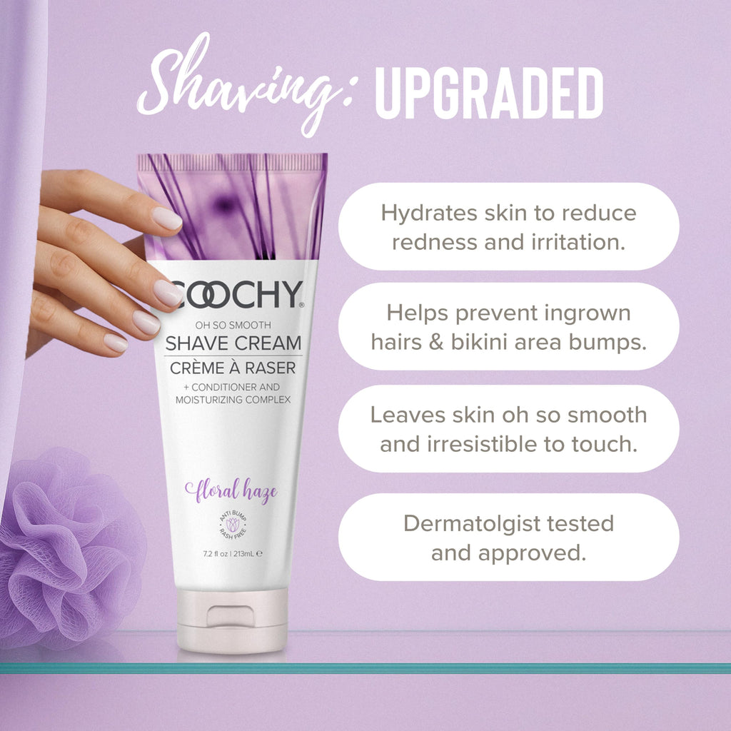 Coochy Shave Cream - Moisturizing Shave Lotion - Gentle Intimate Shaving Cream - For Bikini Area, Underarms, Legs & More - Rash-Free, Hydrating Formula - Floral Haze, 12.5 oz