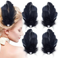 ANCIRS 4 Pack Feather Hair Clips for Women, Fly-Wing Shape Hair Barrettes Accessory Hairpins 1920s Flapper Headpiece Hair Piece for Swan Lake Cosplay Show Dancing Party Halloween Costume- Black