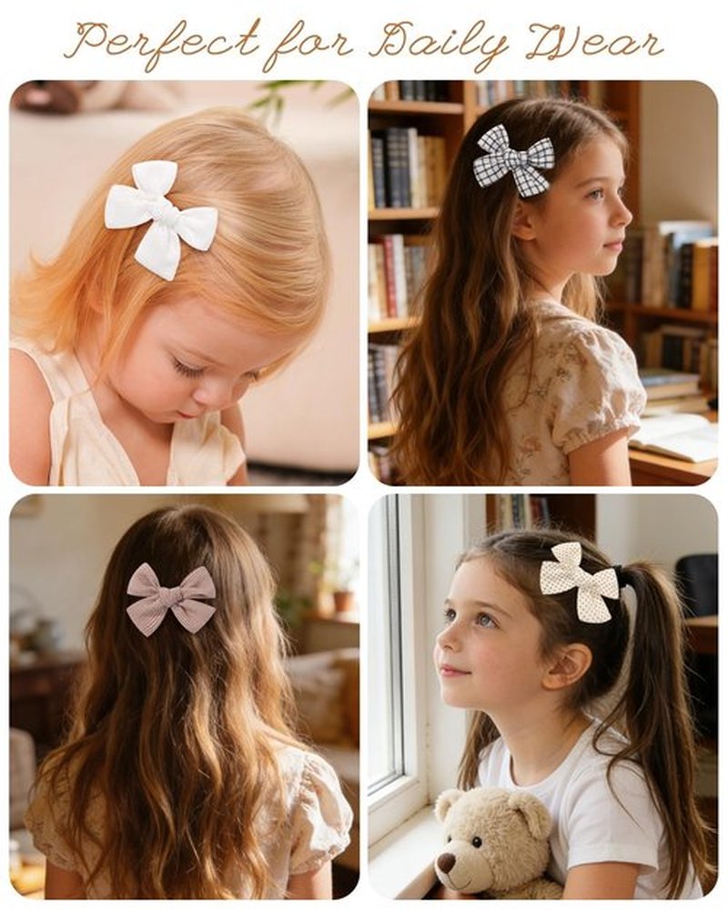doboi 20PCS Baby Girls Linen Hair Bows Clips Fully Lined Hair Barrettes Accessories for Babies Infant Toddlers Kids