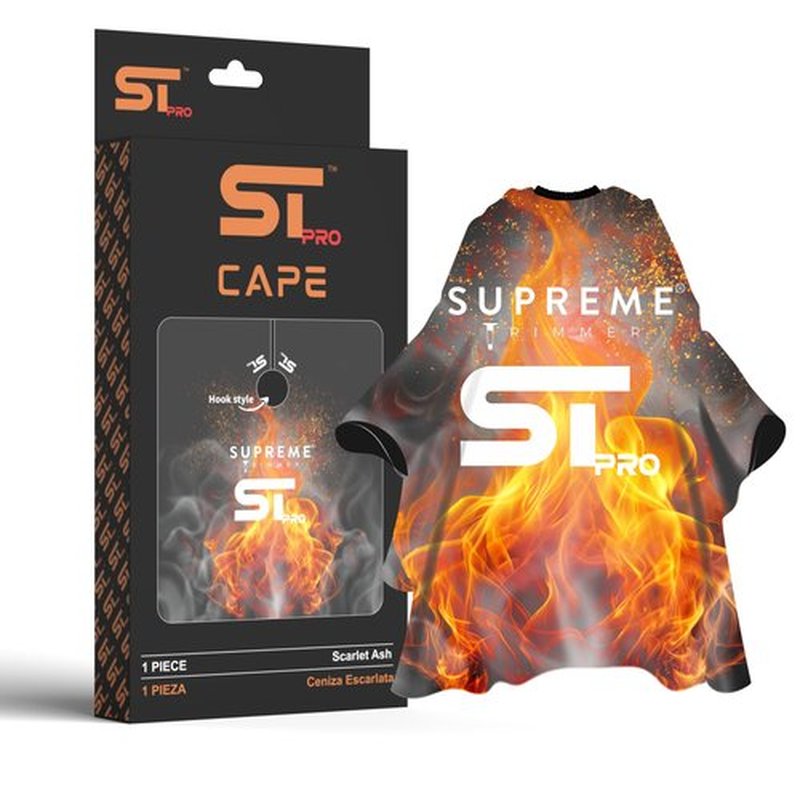 Supreme Trimmer Premium Barber Cape | Professional Hair Stylist Waterproof, Hook Closure Cape; Salon, Barber, or Home Use | Scarlet Ash