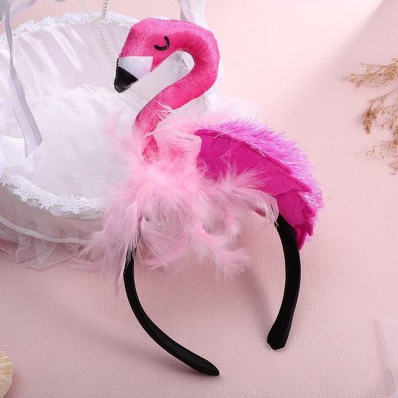 CARMELIT Creative Flamingo Hat Hawaii Pink Flamingo Headband Hair Tropical Accessories Flamingo Party Supplies Cute Flamingo Costume for Women, 27X15X10CM
