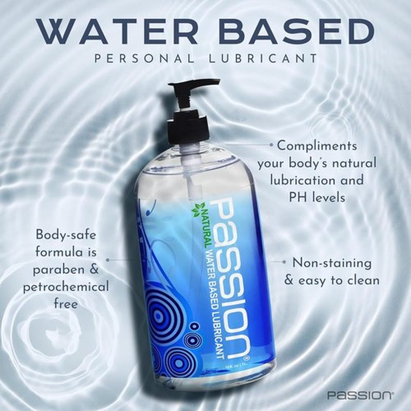 Passion Natural Water-Based Personal Lubricant - 16 Fl Oz | Premium, Non-Sticky & Easy-to-Clean Formula