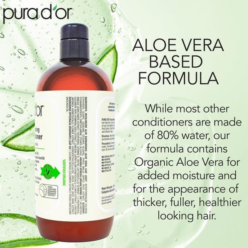 PURA D'OR Deep Moisturizing Biotin Conditioner Thickens, Softens, & Moisturizes Dry, Frizzy, Damaged Hair w/Argan Oil, Pumpkin, Rosemary, Honeysuckle, Vitamin E, Men & Women, 24oz
