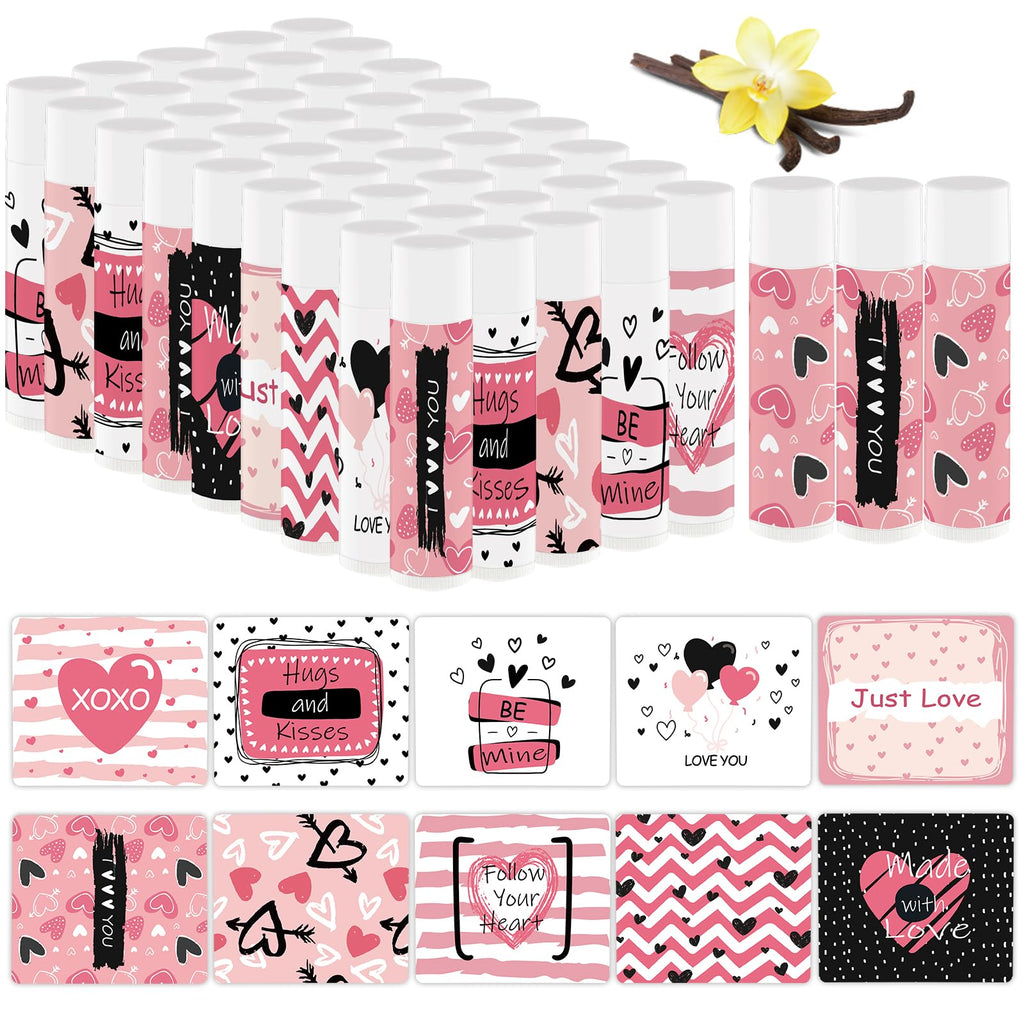 50 Pcs Valentine's Galentine's Day Gifts Lip Balms Bulk for Women Valentines day Lip Care Moisturizing Gift Favors Stuffers Birthday Party Supplies Decorations (pink heart)