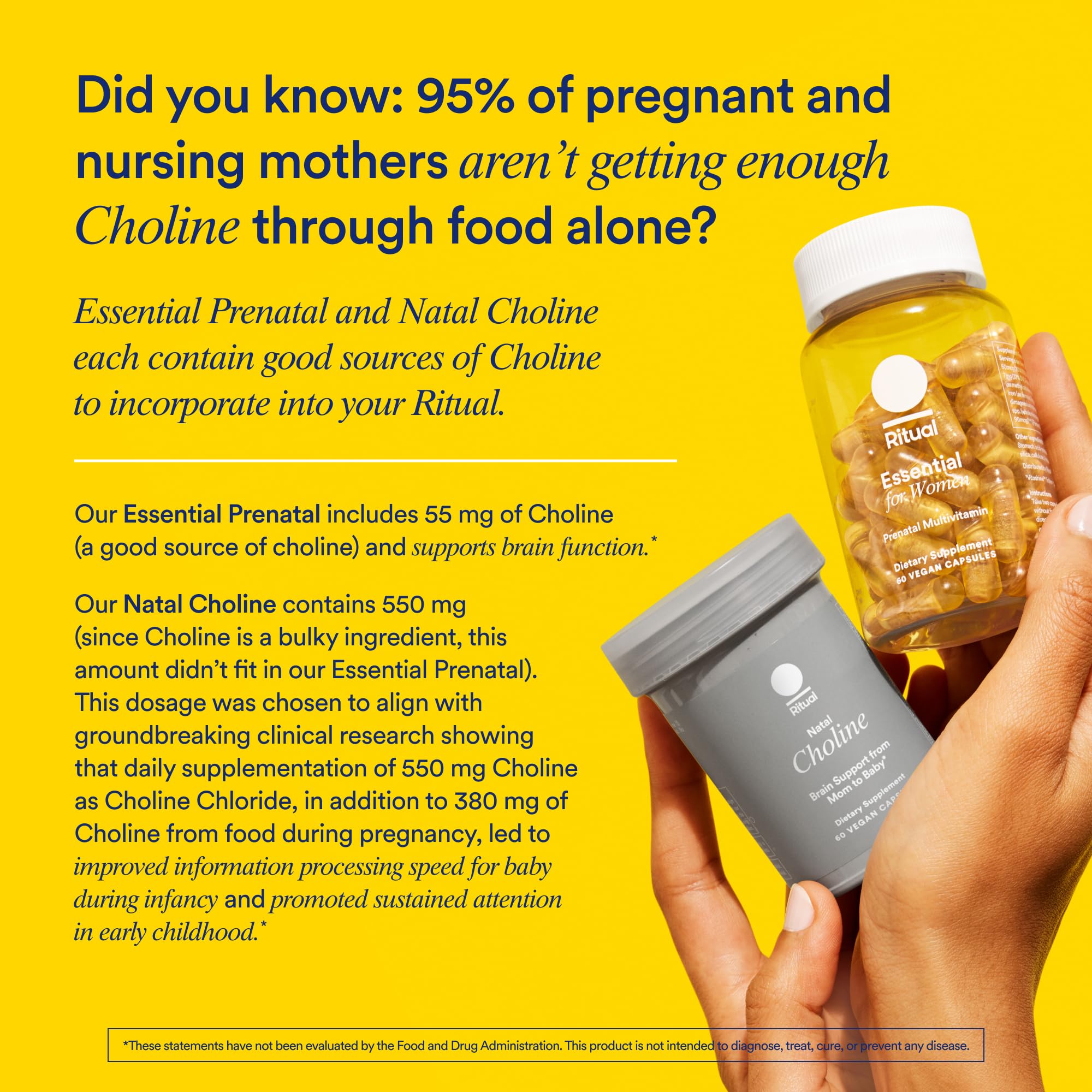 Ritual Prenatal Multivitamin For Women - Key Essential Vitamins and Minerals To Support Mom and Baby During Pregnancy* - Folate, Choline, Omega-3 DHA, Iron - Vegan - Citrus - 60 Capsules - 30 Servings