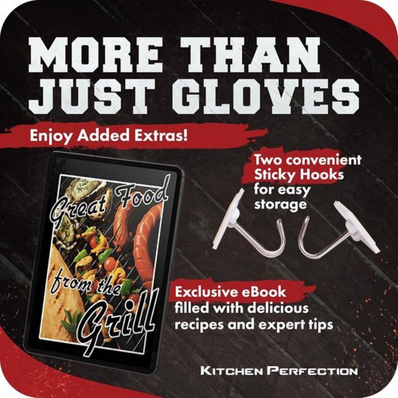 KITCHEN PERFECTION Silicone Smoker Oven Gloves - Extreme Heat Resistant BBQ Mitts | Waterproof & Versatile for Grilling, Frying & Smoking | Bonus Set Included