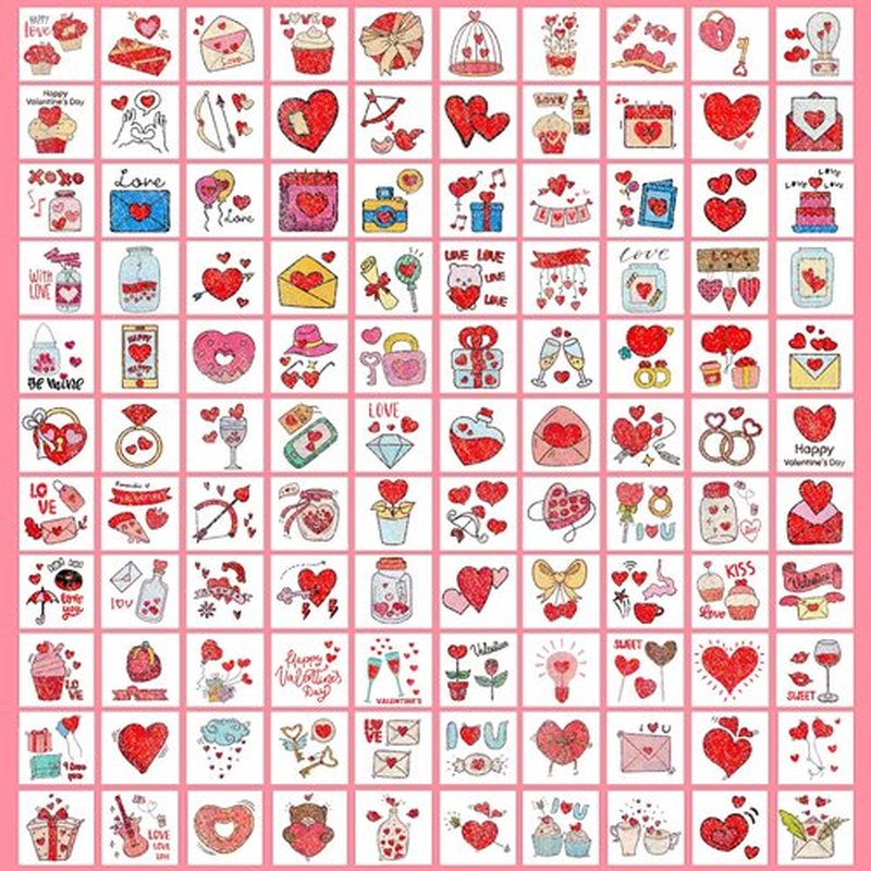 Partywind 204 Glitter Styles Valentine's Day Kids Temporary Tattoos, Valentines Party Supplies Favors Goodie Bag Stuffers, Exchange Surprise for Kids Classroom Prizes (Individually Wrapped Cut)