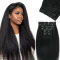 Kinky Straight Clip ins 18 Inch Clip in Hair Extensions Real Human Hair for Black Women Brazilian Remy Human Hair Extensions 110g 8Pcs Per Set with 20 Clips Double Weft Natural Black