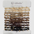 UDeBe 10pcs Braided Hair Ties with Gold & Crystal Beads, Elastic Hair Ties for Women, Neutral Colors