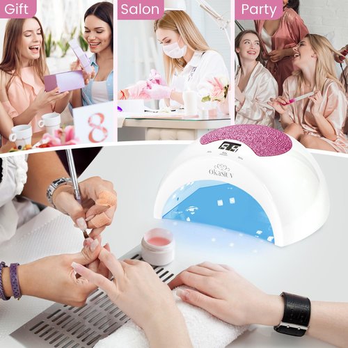 Okasiuv Rechargeable UV LED Nail Lamp with Diamond Design & Touch Control - 3 Timer Settings, Fast Curing for All Gel Polishes, Portable UV Nail Dryer for Professional Salon & Home