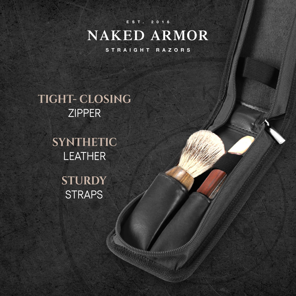 Naked Armor Cador Leather Razor Travel Case & Shaving Brush Holder, Brown