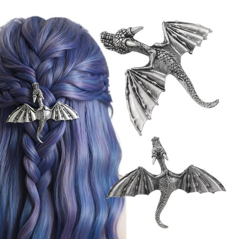 2pcs Gothic Dragon Hair Clip – Halloween Hair Accessories for Women, Dragon Jewelry, Gothic Hair Accessories, Spooky Goth Hair Clips, Dragon Barrette
