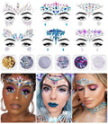 iMethod Face Jewels and Body Glitter - Face Gems, Mermaid Face Jewels Stick On, Holographic Cosmetic Face Glitter, for Festival Holiday Costumes & Halloween Alien Makeup, 12 Pcs