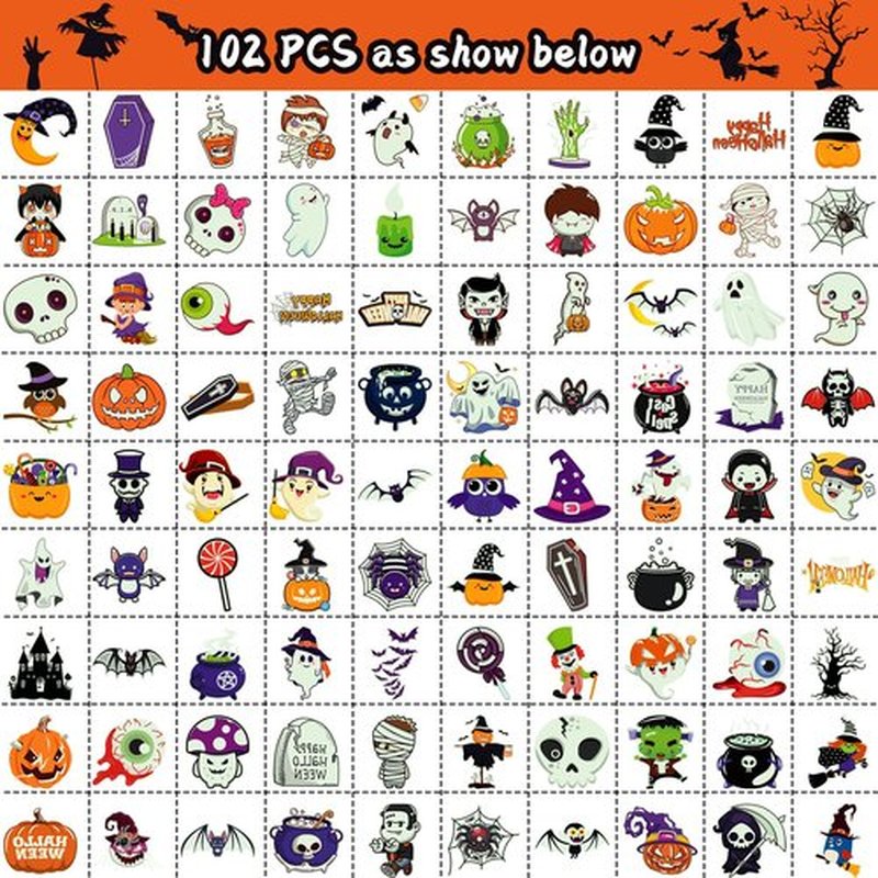 JCFIRE Halloween Tattoos for Kids, Halloween Party Favors, Glow in Dark Temporary Tattoos Birthday Party Decorations Supplies Goodie Bag Fillers Activities Games Accessories