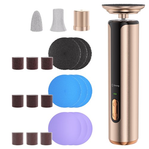 KIUCID 2 in 1 Electric Foot Callus Remover with USB Rechargeable, 3 Speeds & Sandpaper Discs for Cracked Heels Feet Care at Home - Perfect Pedicure Tool for Women, Rose Gold