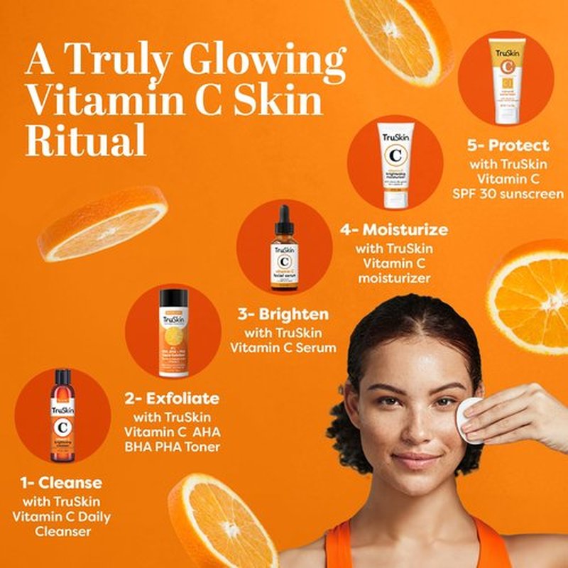 TruSkin BHA Liquid Exfoliant & Toner for Face - Triple Acid AHA BHA PHA Exfoliator with Salicylic, Glycolic Acid & Vitamin C - Improves Look of Tone & Texture, Unclogs Pores, 4.2 fl oz