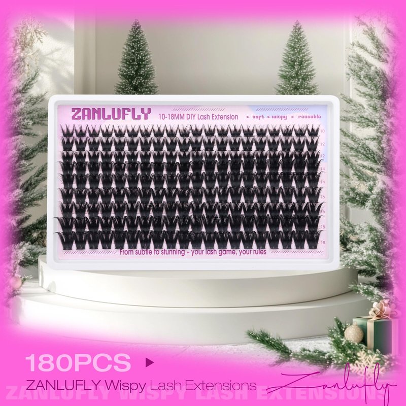 Wispy Lash Clusters Natural Lash Extensions D Curly Eyelash Clusters DIY Eyelash Extensions 10-18MM Cluster Eyelash Extensions 180Pcs Individual Cluster Lashes by ZANLUFLY