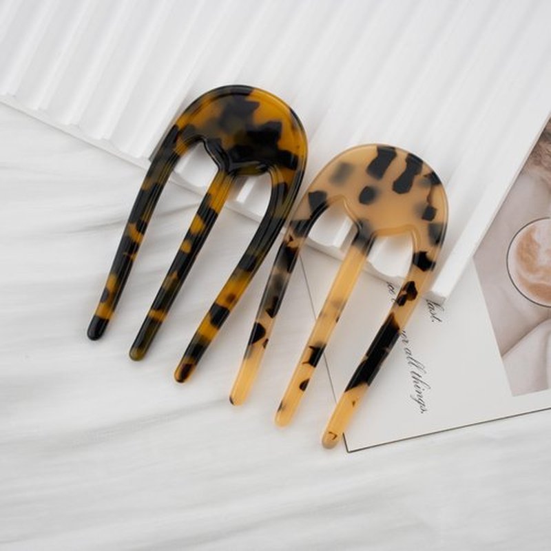 COZYISLE 8-Piece French Tortoiseshell Hair Pins for Women - Premium Cellulose Acetate Hair Clips for Thick Hair, Cute Cutout Hair Accessories for Updos, Buns & Daily Styling