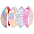 Fishdown Rainbow Sequin Knotted Headband 4pcs Sparkly Hair Accessories for Girls, Women,Iridescent Sequined Comfortable Headware,Glitter Fashion Iridescent Hairbands Fancy for Party Birthday Prom
